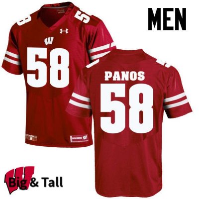 Men's Wisconsin Badgers NCAA #58 George Panos Red Authentic Under Armour Big & Tall Stitched College Football Jersey AT31Q12EN